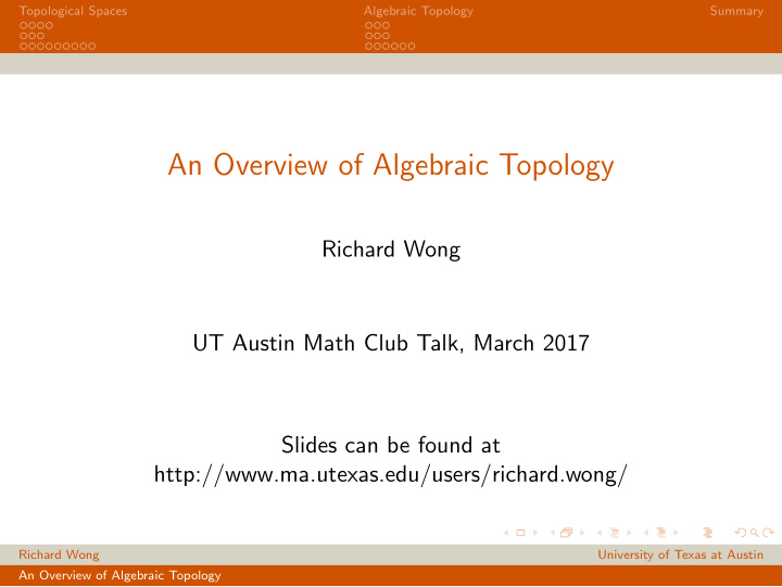 an overview of algebraic topology