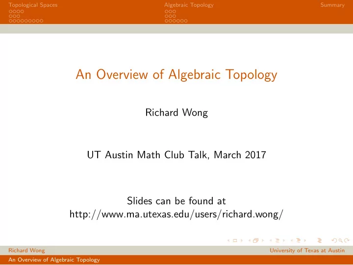 an overview of algebraic topology