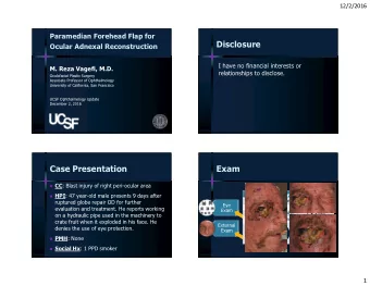 Disclosure  Ocular Adnexal Reconstruction  I have no financial interests or  M. Reza Vagefi, M.D.