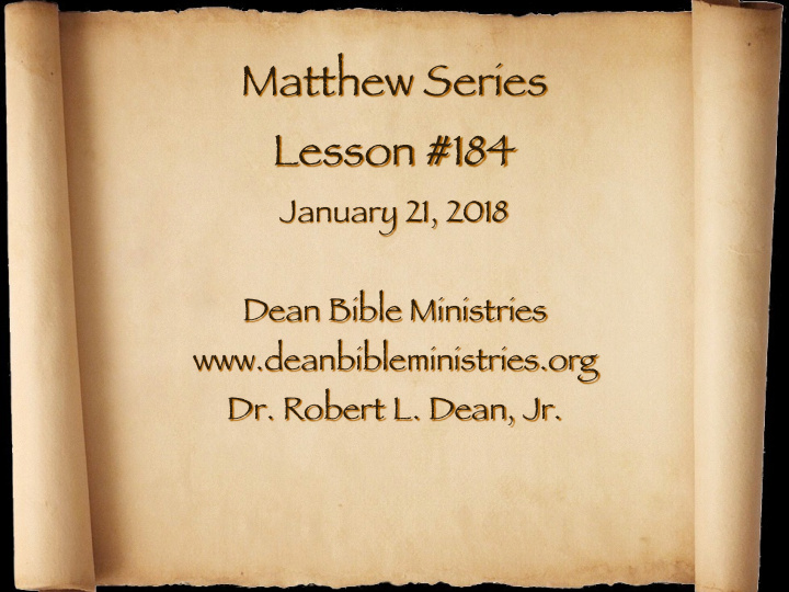 matthew series lesson 184