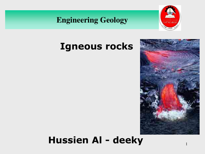 engineering geology igneous rocks hussien al deeky 1