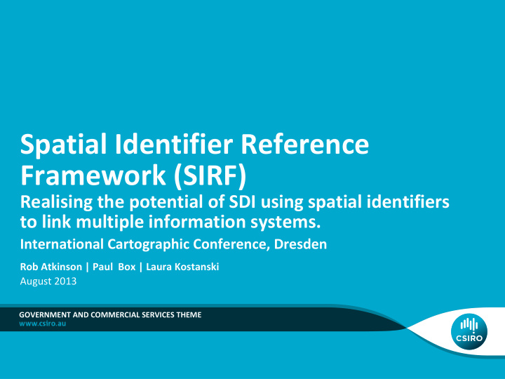 spatial identifier reference framework sirf realising the