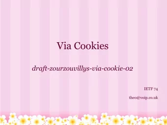 Via Cookies  draft-zourzouvillys-via-cookie-02  IETF 74  theo@voip.co.uk  The Problem