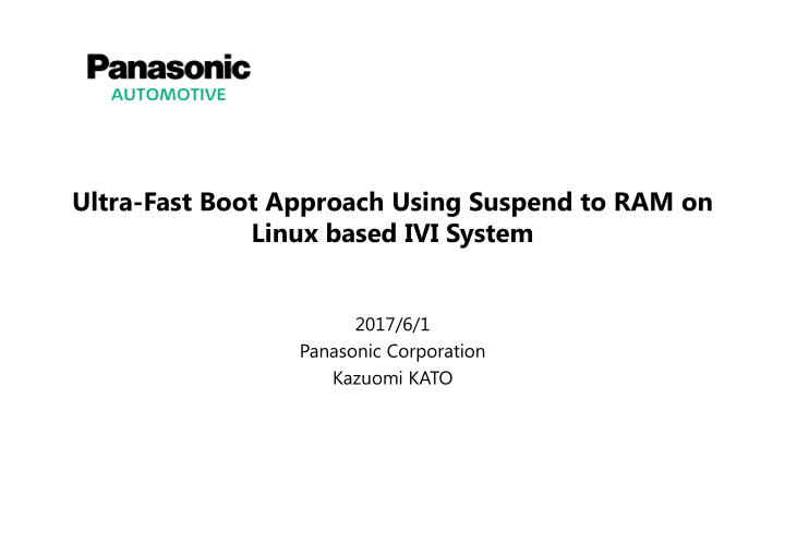 ultra fast boot approach using suspend to ram on linux