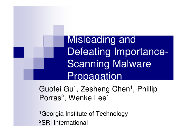 misleading and defeating importance scanning malware