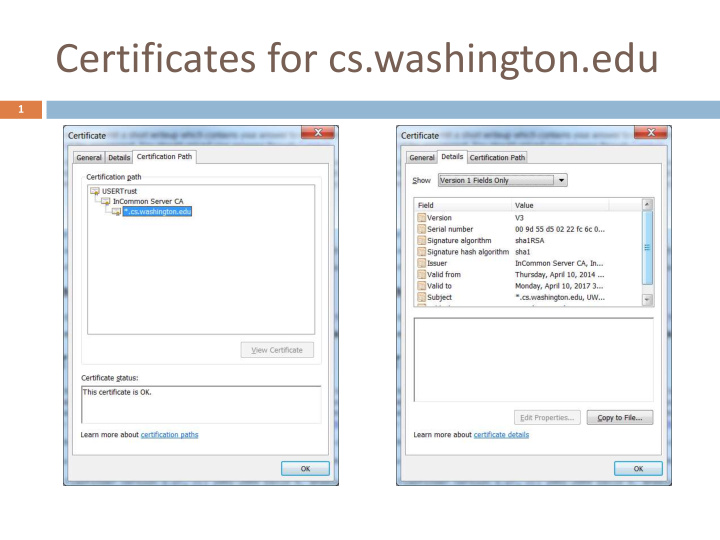 certificates for cs washington edu