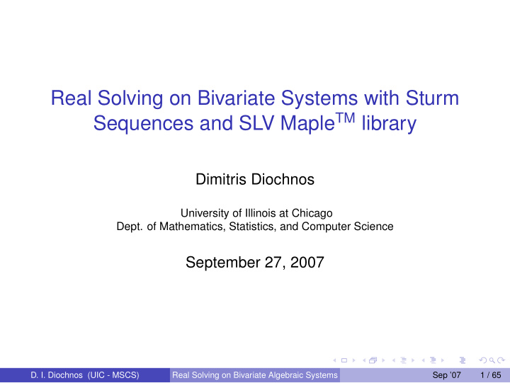 real solving on bivariate systems with sturm sequences