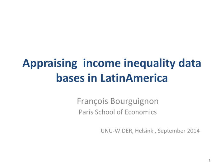 appraising income inequality data bases in latinamerica