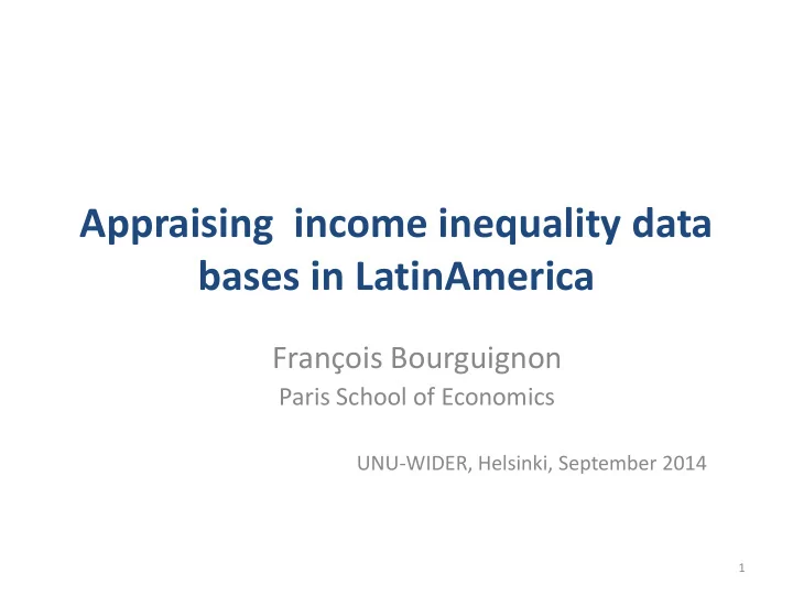 appraising income inequality data bases in latinamerica