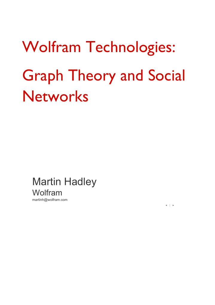 wolfram technologies graph theory and social networks