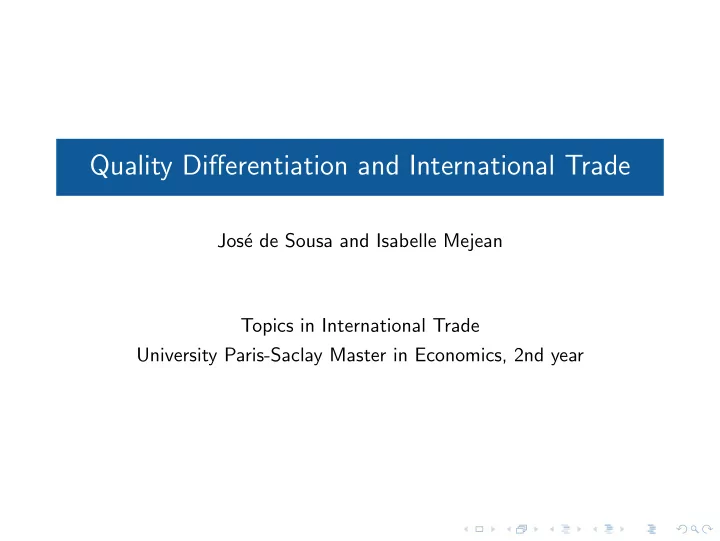 quality differentiation and international trade