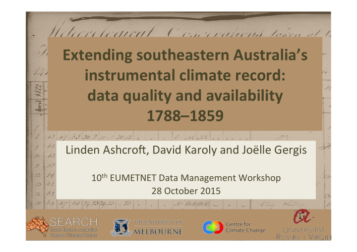 extending southeastern australia s instrumental climate