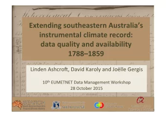 Extending)southeastern)Australias)  instrumental)climate)record:))