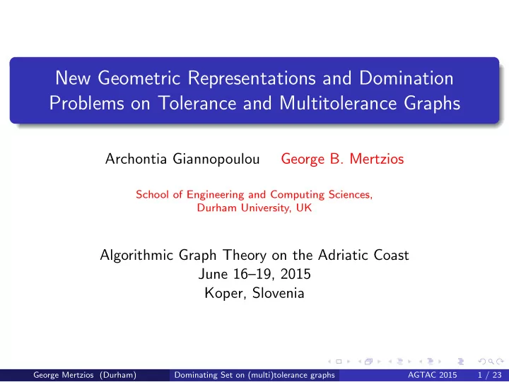 new geometric representations and domination problems on