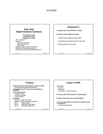 ECEU530  Homework 2  ECE U530  Complete Lab 2 from ECEU323 in VHDL  Digital Hardware Synthesis