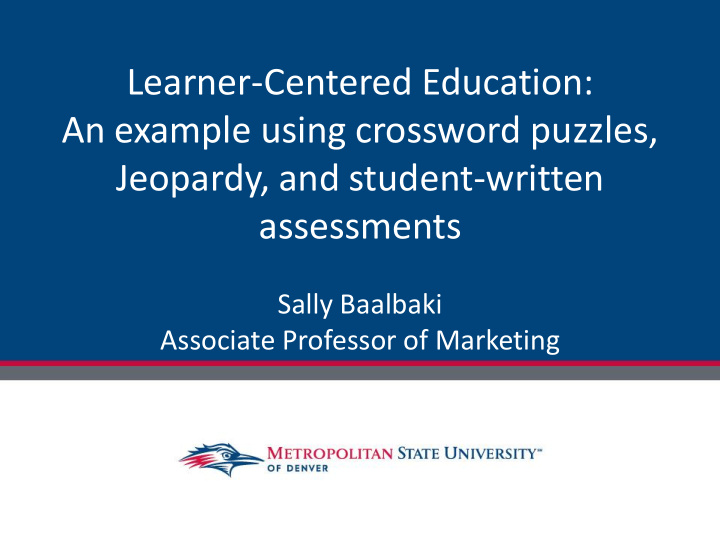 learner centered education an example using crossword