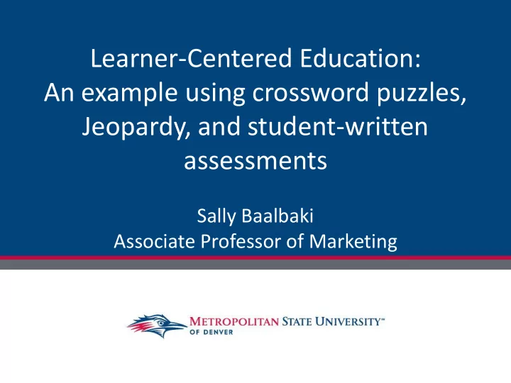learner centered education an example using crossword