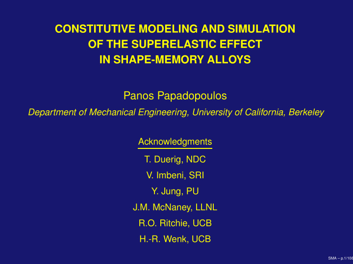 constitutive modeling and simulation of the superelastic