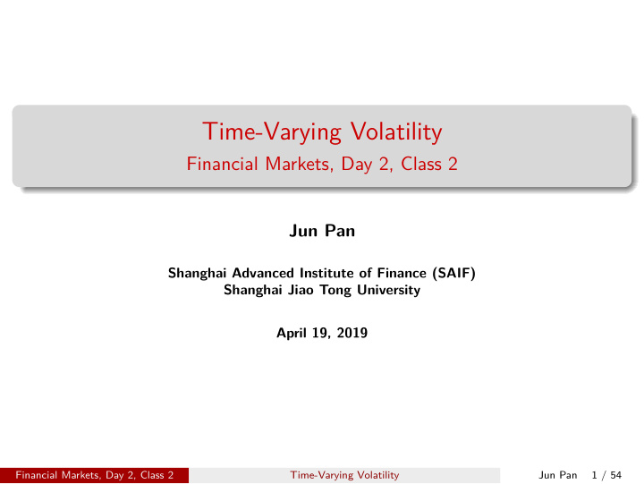 time varying volatility