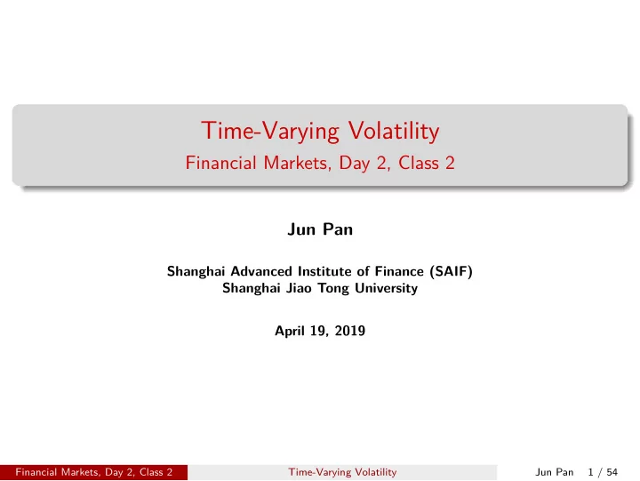 time varying volatility