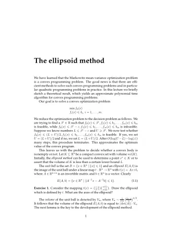 The ellipsoid method  We have learned that the Markowitz mean-variance optimization problem  is a