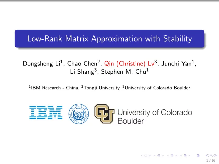 low rank matrix approximation with stability