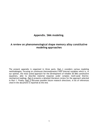 Appendix. SMA modeling.  A review on phenomenological shape memory alloy constitutive modeling