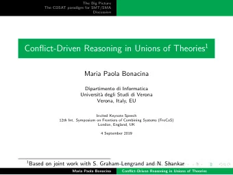 The Big Picture  The CDSAT paradigm for SMT/SMA  Discussion  Maria Paola Bonacina  Conflict-Driven