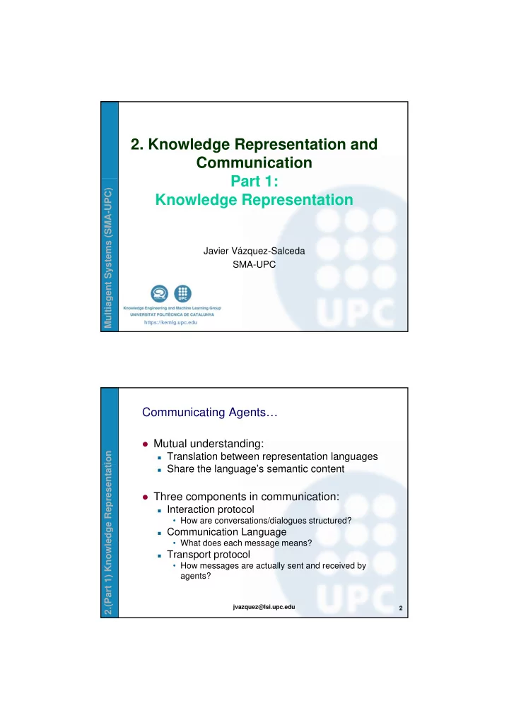 2 knowledge representation and communication part 1 part 1