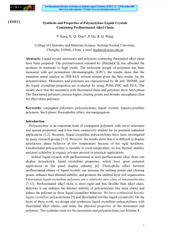 [f001]  Synthesis and Properties of Polyacetylene Liquid Crystals  Containing Perfluorinated Alkyl