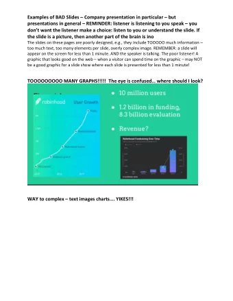 Examples of BAD Slides  Company presentation in particular  but presentations in general