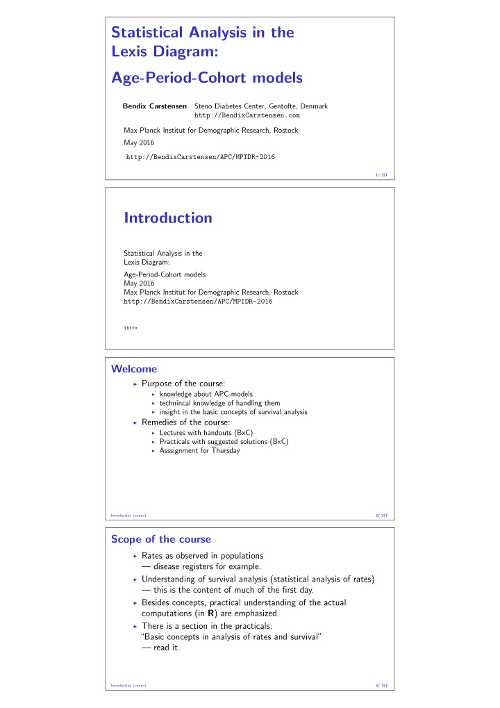 statistical analysis in the lexis diagram age period