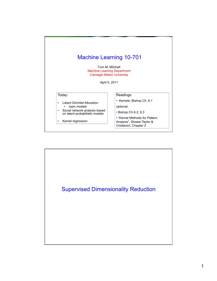 machine learning 10 701