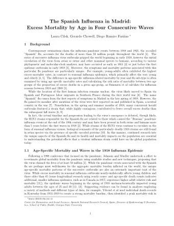 The Spanish Influenza in Madrid:  Excess Mortality by Age in Four Consecutive Waves  Laura Cilek,
