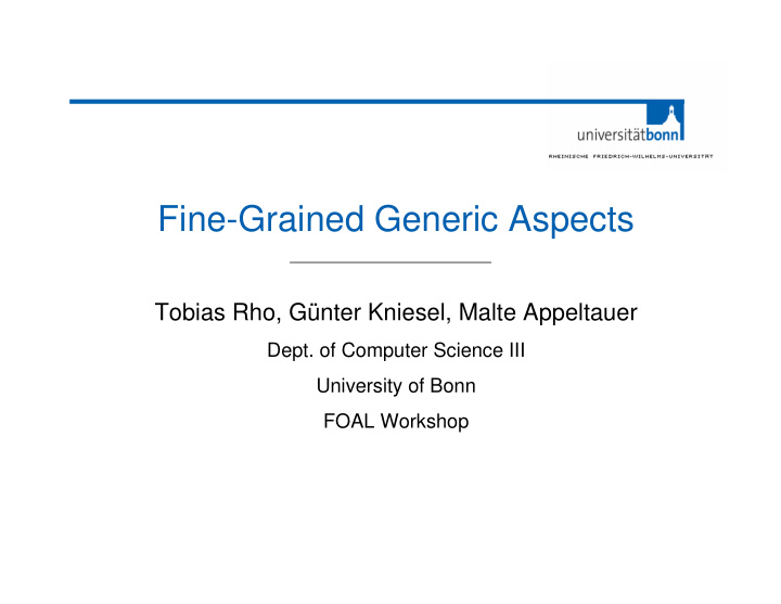 fine grained generic aspects