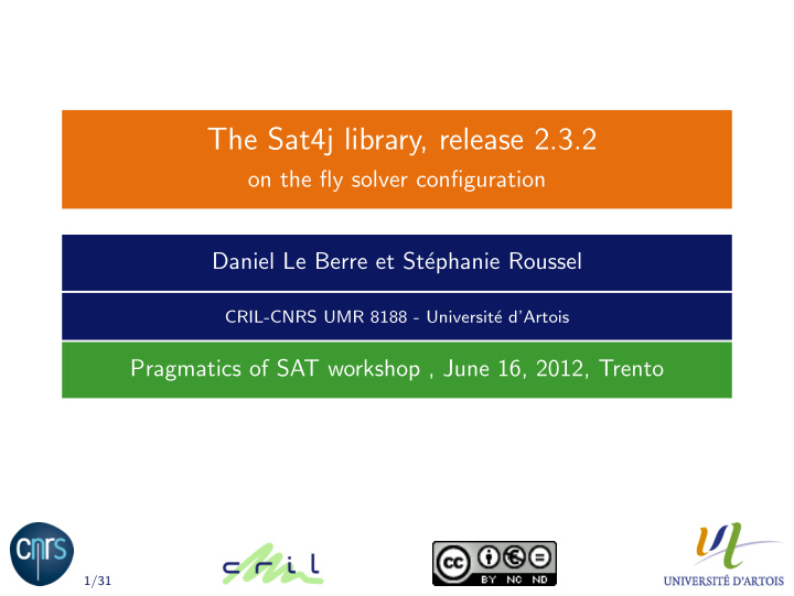 the sat4j library release 2 3 2