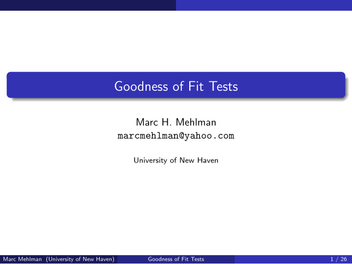 goodness of fit tests