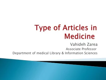 Vahideh Zarea  Associate Professor  Department of medical Library &amp; Information Sciences