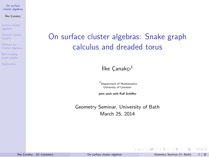 on surface cluster algebras snake graph