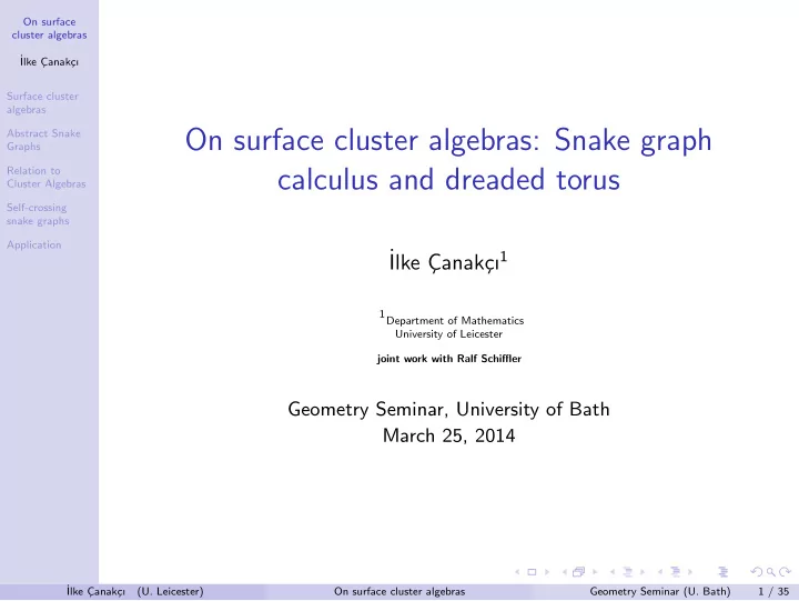 on surface cluster algebras snake graph