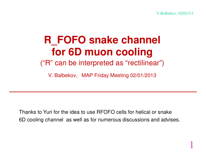 r fofo snake channel for 6d muon cooling