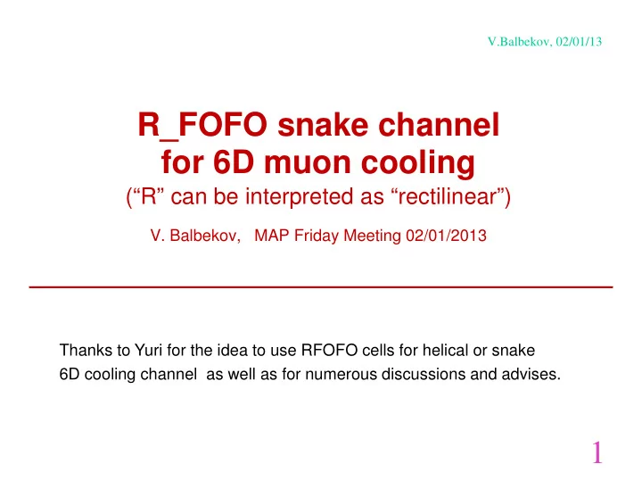 r fofo snake channel for 6d muon cooling
