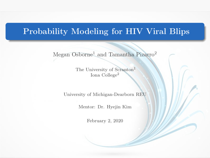 probability modeling for hiv viral blips