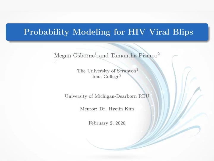 probability modeling for hiv viral blips