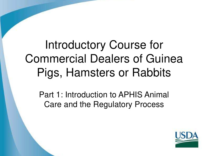 introductory course for commercial dealers of guinea pigs