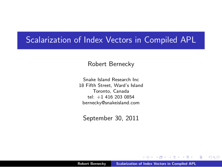 scalarization of index vectors in compiled apl