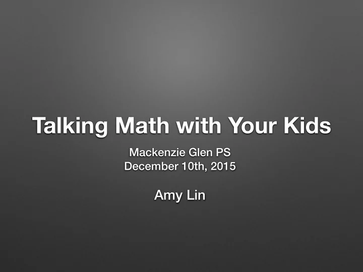 talking math with your kids