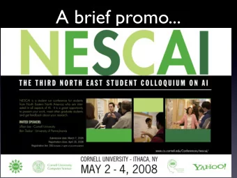 A brief promo...  A New Start: Innovative Introductory AI-Centered Courses at Cornell  A New Start: