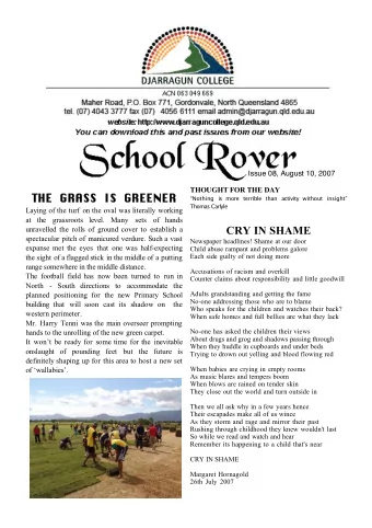 THE GRASS IS GREENER  Nothing is more terrible than activity without insight  Thomas Carlyle