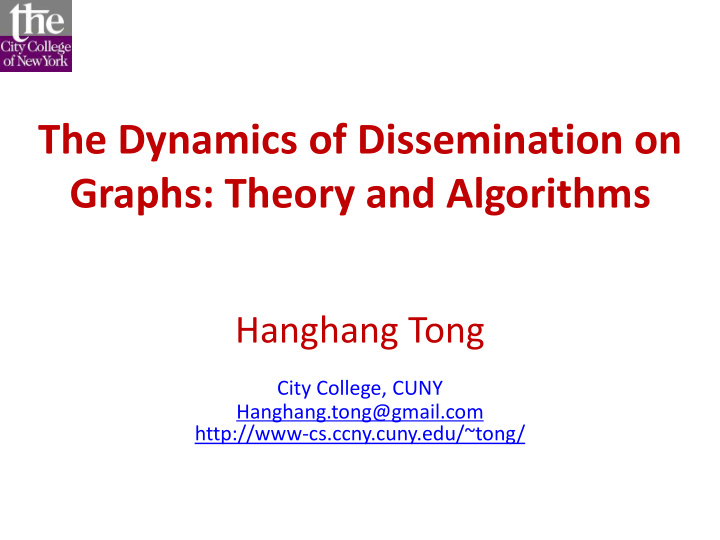 the dynamics of dissemination on